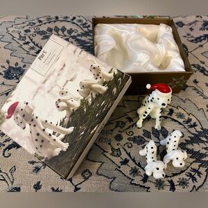 VINTAGE Pier 1 Dalmatians Glass Dalmatian Dog Figurines Christmas Decor Gift